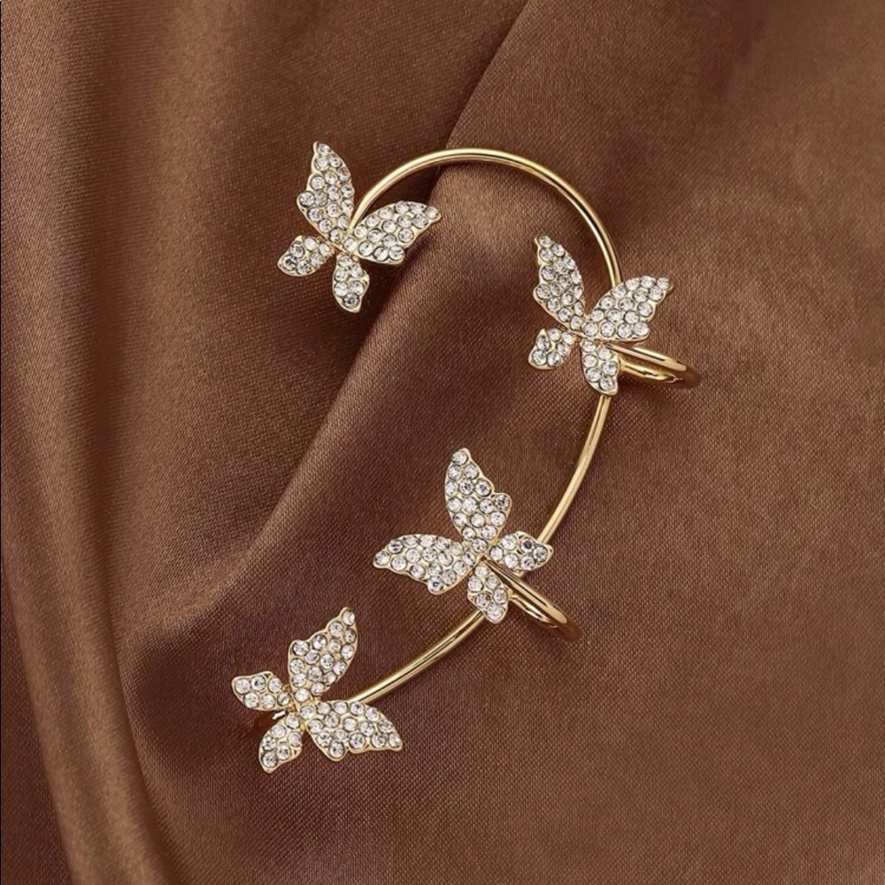 Butterfly Rhinestone Left Ear Cuff - Picture 3 of 6